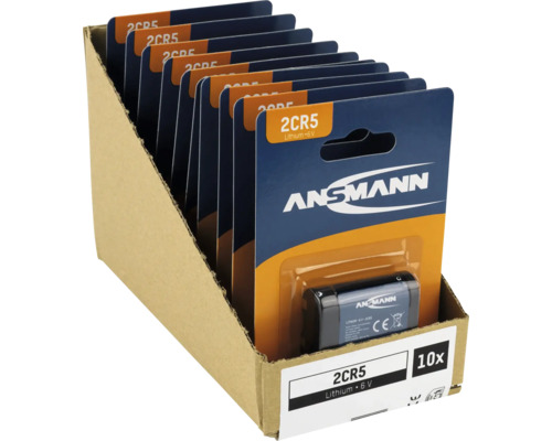 Zehn Ansmann 2CR5 Lithium Batterien in einer Pappschachtel