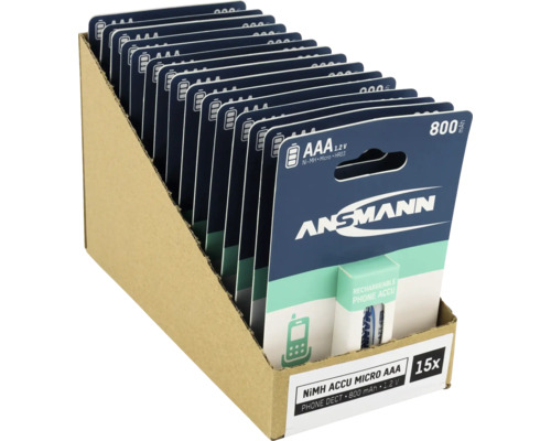 Ansmann Micro AAA Akkus, 15er Pack in Kartonverpackung