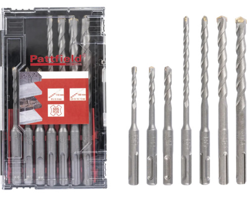 Jeu de forets à pierre Pattfield SDS-Plus 7 pièces Pattfield Jeu de forets à pierre avec monture SDS Plus