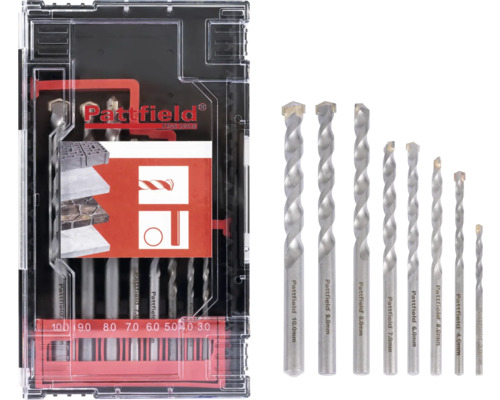 Kit de forets à pierre Pattfield Ø 3-10 mm avec tige ronde 8 pièces Set de forets à pierre Pattfield de différentes tailles dans un emballage transparent