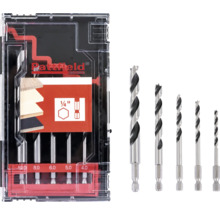 Jeu de forets à bois de différentes tailles dans une boîte en plastique