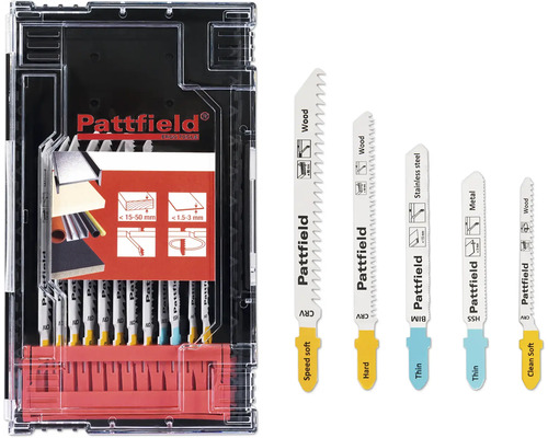 Pattfield Lames de scie sauteuse pour bois, acier inoxydable et métal dans une mallette de rangement