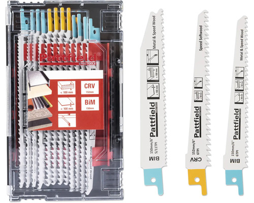 Pattfield Lames de scie sauteuse, set pour bois et métal, différentes versions