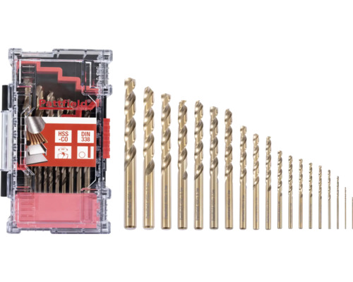 HSS Metallbohrer-Set Pattfield Ø 1-10 mm mit Rundschaft 19-tlg Pattfield HSS-CO Metallbohrer Set mit 25 Teilen im Koffer