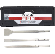 Pattfield Jeu de burins avec trois burins SDS Plus dans une boîte de rangement noire