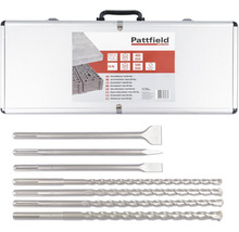 Pattfield Jeu de forets et burins SDS-Max avec sept pièces dans une valise