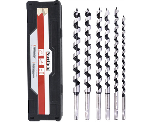 Schlangenbohrer-Set Pattfield Ø 10-20 mm Sechskantschaft für Holz 6-tlg Pattfield Schlangenbohrer Set mit sechs Teilen und Sechskantaufnahme in einer Aufbewahrungsbox