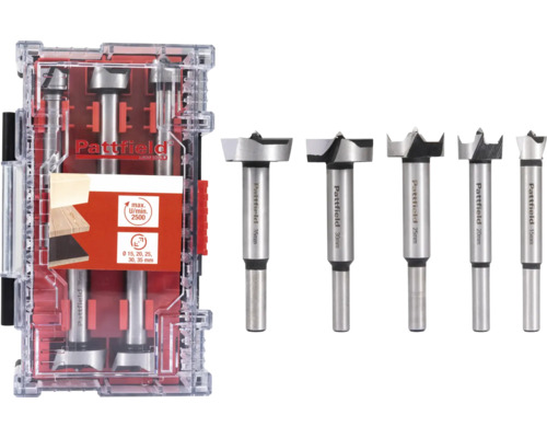 Pattfield Forstnerbohrer Set mit verschiedenen Größen in Aufbewahrungsbox
