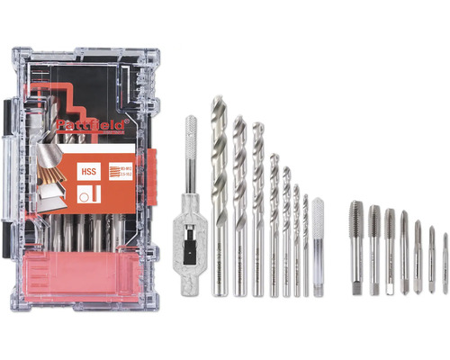 Gewindebohrer Pattfield HSS Ø 2,5-10,2 mm 15-tlg Pattfield Gewindebohrer und Schneideisen Set mit HSS-Bohrern im Koffer