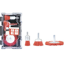 Pattfield Drahtbürsten Set für Bohrmaschinen, inklusive drei Bürstenformen im Aufbewahrungskasten