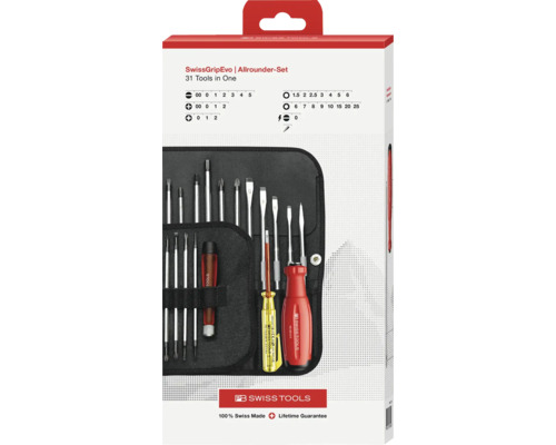 SwissGripEvo Allrounderset mit 31 Werkzeugen im Set-Koffer