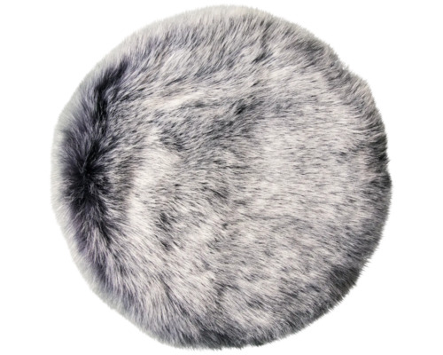 Fell Sitzkissen Fake schwarz/silber Ø 35 cm Runder Teppich aus Kunstfell