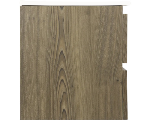 Détail d'un meuble sous-lavabo avec structure en bois