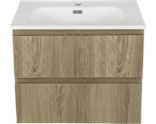Meuble sous-vasque avec deux tiroirs et lavabo en céramique