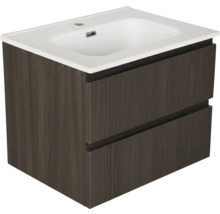 Meuble sous-lavabo avec deux tiroirs et lavabo en céramique