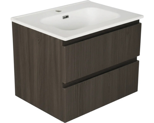 Meuble sous-lavabo avec deux tiroirs et lavabo en céramique