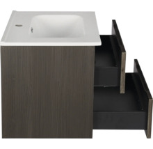 Meuble sous-lavabo avec deux tiroirs ouverts