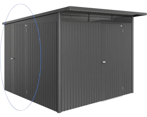 Zusatztür biohort AvantGarde Eco dunkelgrau-metallic Metall Gerätehaus mit Doppeltür und Pultdach