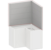 Douche d'angle avec receveurs blancs et panneaux gris