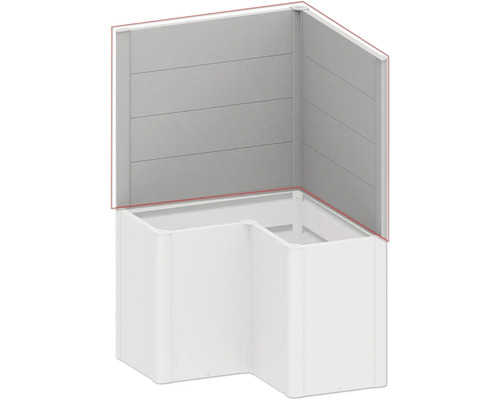 Douche d'angle avec receveurs blancs et panneaux gris