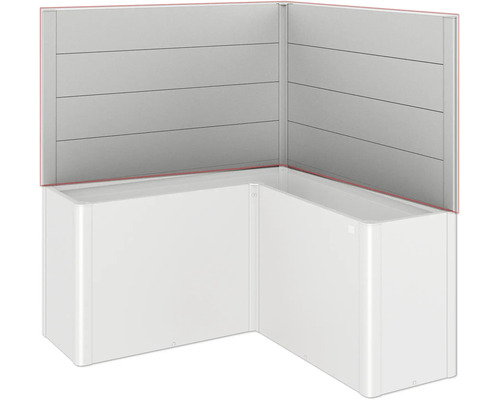 Baignoire d'angle avec habillage en panneaux et paroi arrière