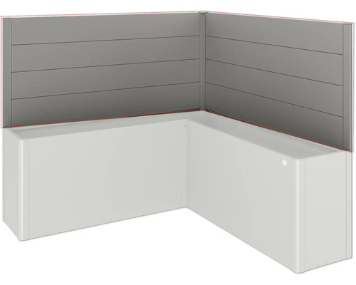 Baignoire d'angle avec habillage mural gris