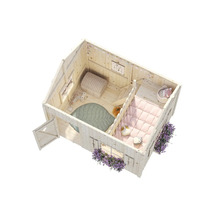 Cabane de jeu en bois avec ameublement et jardinières