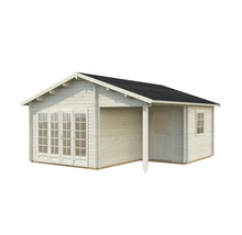 Maison de jardin en bois avec porte double et auvent