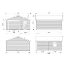 Dessin technique d'un garage en bois avec dimensions
