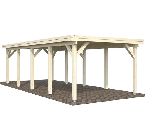 Carport en bois avec poteaux et toit