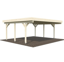Carport en bois avec toit plat et six poteaux