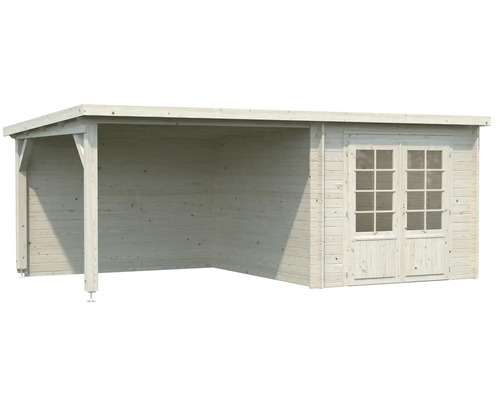 Abri de jardin en bois avec terrasse couverte