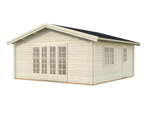 Maison de jardin en bois avec double porte, fenêtre et toit à deux pentes