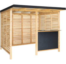 Pavillon en bois avec murs à lamelles et comptoir de bar