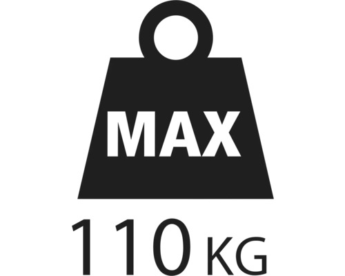 Symbol für maximale Belastbarkeit 110 Kilogramm