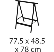 Holzbock mit den Maßen 77,5 x 48,5 x 78 cm
