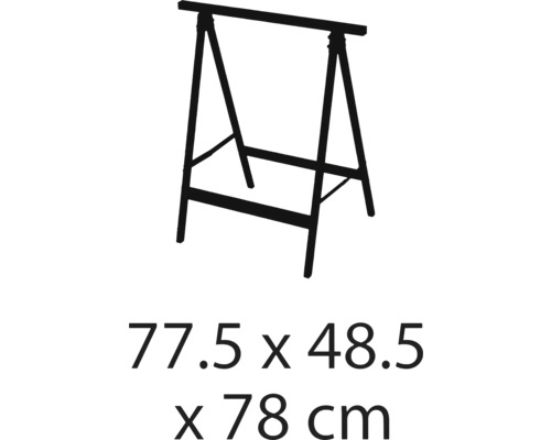 Holzbock mit den Maßen 77,5 x 48,5 x 78 cm