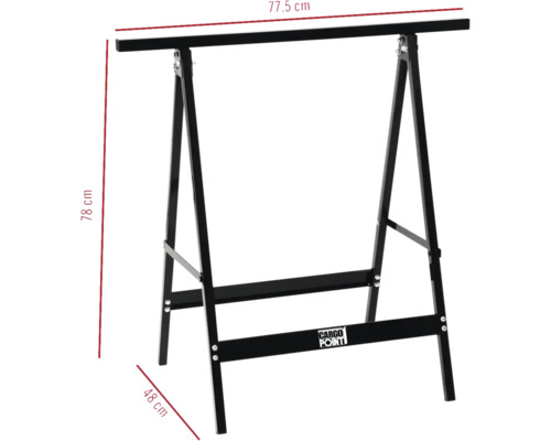 Schwarzer Cargo Point Werkbock mit den Maßen 78 mal 77,5 mal 48 cm