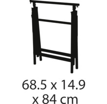 Dimensions d'un tréteau d'atelier 68,5 x 14,9 x 84 centimètres