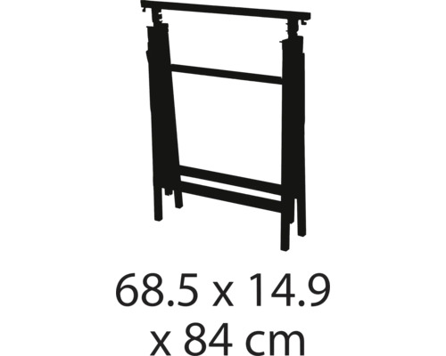 Dimensions d'un tréteau d'atelier 68,5 x 14,9 x 84 centimètres