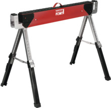 Logo Cargo Point sur un chevalet de sciage en métal réglable en hauteur