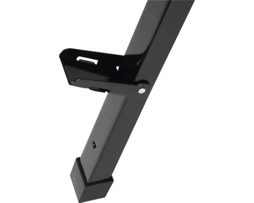 Vue détaillée d'un châssis d'établi pliable noir