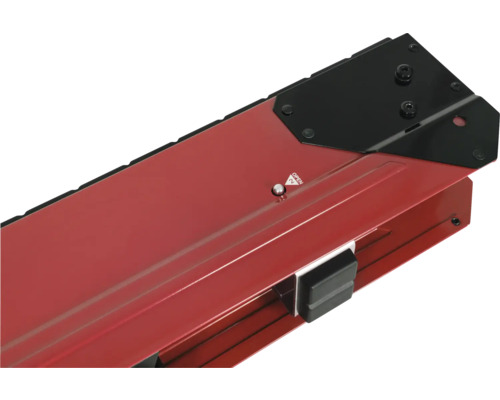 Vue détaillée d'une carrelette avec base rouge et élément noir