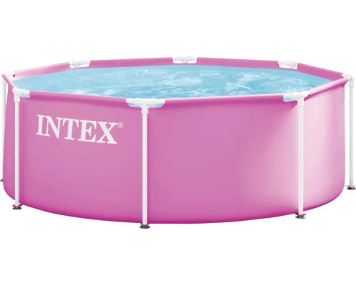 INTEX Frame Pool 244 cm x 76 cm pink Intex Pool mit Stahlrahmen und Wasseroberfläche