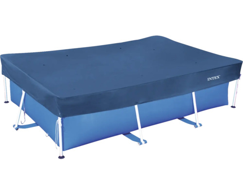 Couverture de piscine rectangulaire sur une piscine à cadre métallique, Logo Intex