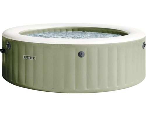 Jacuzzi gonflable rempli d'eau et logo Intex