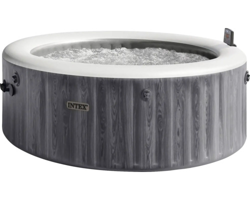 Aufblasbarer Whirlpool mit Holzoptik und Intex Logo