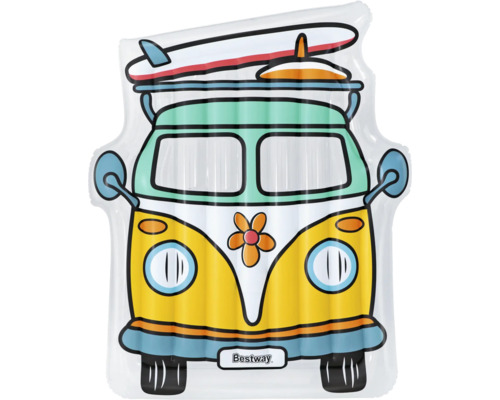 Bestway Luftmatratze im Design eines Campingbusses mit Surfbrett