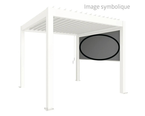 Pergola autoportante blanche avec paroi latérale grise