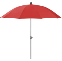 Roter Sonnenschirm mit Metallständer